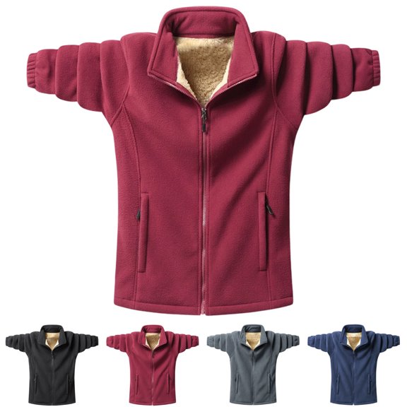 Puntoco Sweaters for Men Cardigan Sweatshirt Hoodless Zip Up Jacket High Neck Lightweight Sueter Para Hombres Coats for Men Red-A XL(XL)