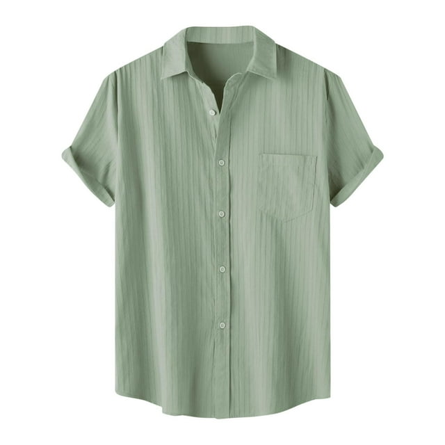 Dagugfen Work Shirts for Men Short Sleeve Button down Loose Solid Color Office Casual Shirts with Pocket