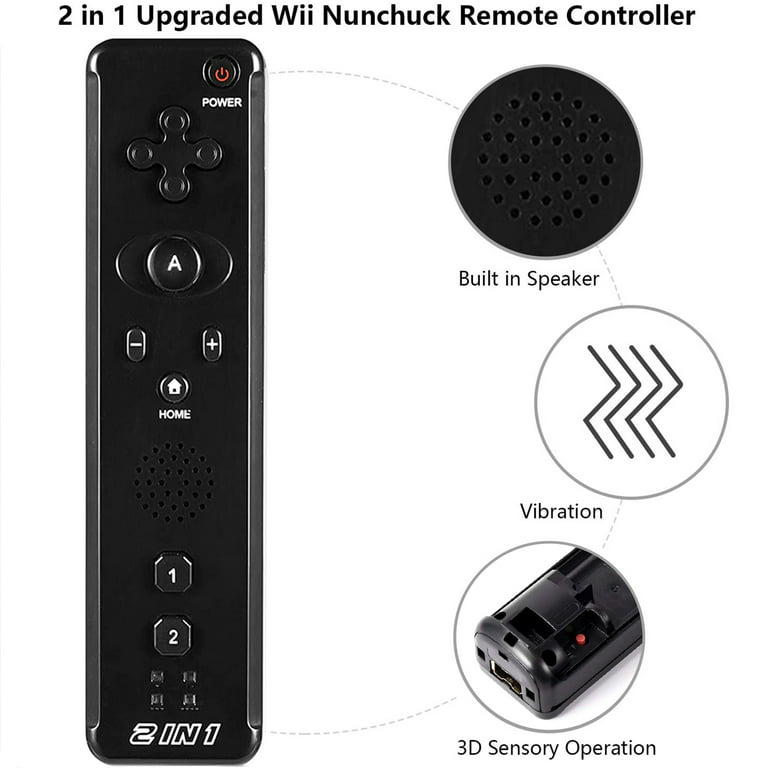 Motion Plus Wii Controllers 2Packs with Nunchucks, Wii Remote Controllers  Compatible for wii and Wii U with Built in Motion Plus