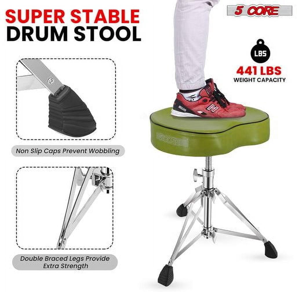 Drum Throne Padded Guitar Stool Saddle Drummer Seat for Adults & Kids - Dark Green