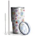 thumbnail image 2 of 30oz Pioneer Flower Floral Print Pattern Tumbler, Double Wall Vacuum Insulated Cup, BPA-Free Leak Proof Lid & Reusable Straws, Hot 12h, Cold 34h, 2 of 6