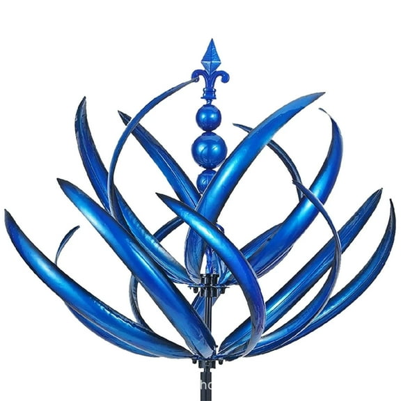 GJX Wind Spinners Outdoor Beautiful Outdoor Accent Wind Spinner Easy Ground Installation Windmill for Yard,Blue