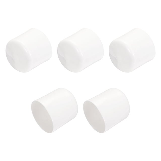 Uxcell Tapas redondas de vinilo de 1.5'' Cubierta de protector de rosca de caucho blanca 5 piezas
