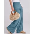 thumbnail image 4 of ANRABESS Women Linen Palazzo Pants Summer Boho Wide Leg High Waist Casual Lounge Pant 2026 Beach Travel Vacation Outfits Lake S, 4 of 10