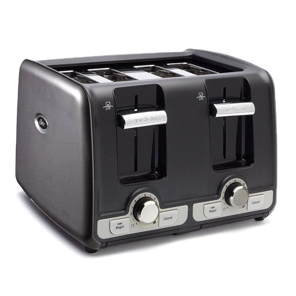 Oster 4Slice Toaster w/ Extra Wide Slots Bagel & Toast Lift, Gray