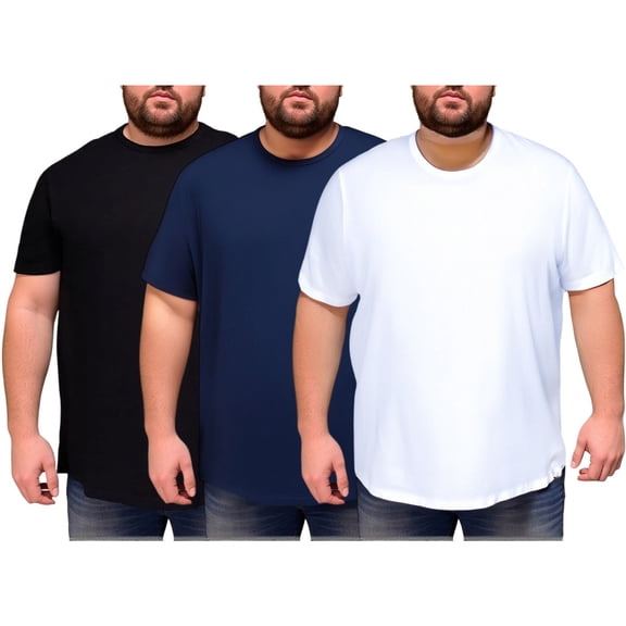 Leidass Big and Tall Crewneck T-Shirts – Wrinkle-Resistant Jersey Cotton | Available in Sizes L-6XL Black L