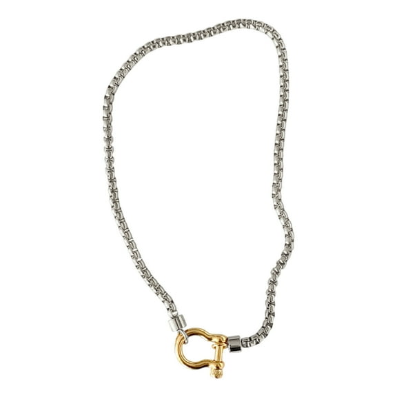 BELOWSYALER Fashionable Carabiner Lock Pendant Necklace Sturdy Stainless Steel Jewelry Accessory for Casual or Party Attire