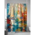 thumbnail image 5 of Abstract Boat Shower Curtain Set ，Waterproof Fabric Shower Curtains Color Minimalist Art Oil Painting Shower Curtains for Bathroom,Bathroom Decor 72"x84", 5 of 6