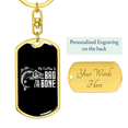 thumbnail image 3 of Bad To The Bone Swivel Keychain Dog Tag Stainless Steel or 18k Gold, 3 of 10