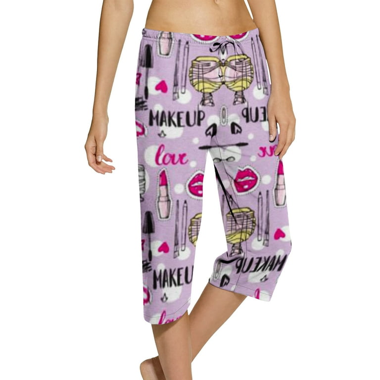 5 Pack Womens Capri Pajama Pants Soft Comfy Printed Summer Sleepwear Ladies PJ Bottom With Drawstring