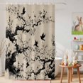 thumbnail image 6 of Shower Curtain Flower Branch Silhouette Shower Curtains for Bathroom Decor, Waterproof Polyester Shower Curtain Set with Hooks, Extra Long 72" x 84" Chinese Ink Painting Linen Texture, 6 of 9