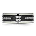 thumbnail image 5 of Auriga Fine Jewelry Stainless Steel Polished Black IP Laser Cut w/Cable Inlay and CZ 8mm Band for Women Size 12.5, 5 of 6