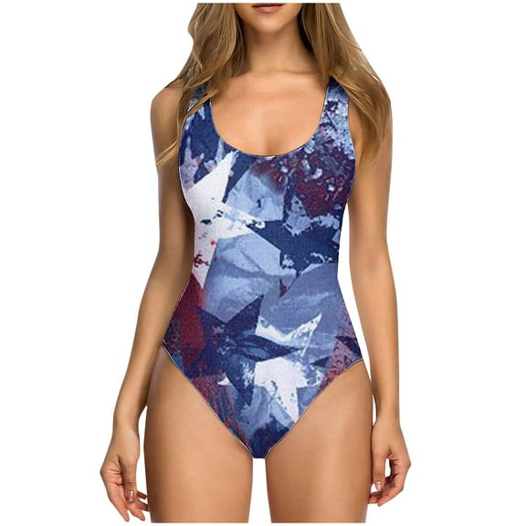 50% off Bathing Suit for Women 4th Of July ZHUGeLI Ladies Fashion Printed Swimsuit Swimsuit Sleeveless Swimsuit American Flag Patriotic Outfits