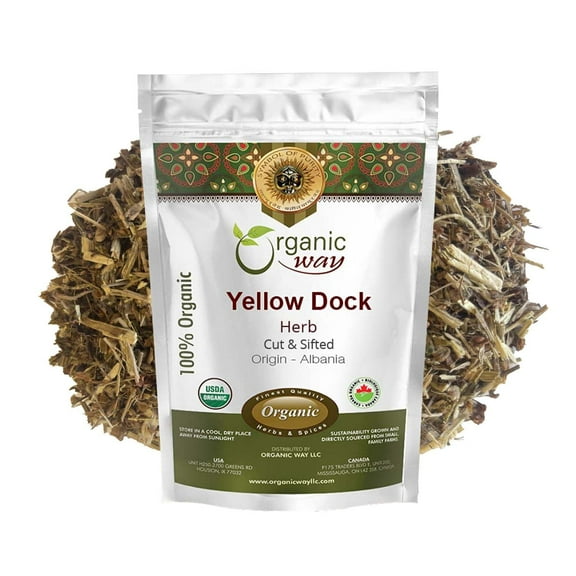 Organic Way Yellow Dock Herb Cut and Sifted - European Wild-Harvest | Organic & Kosher Certified | Vegan, Non GMO & Gluten Free | USDA Certified | Origin - Albania 1/4 lb