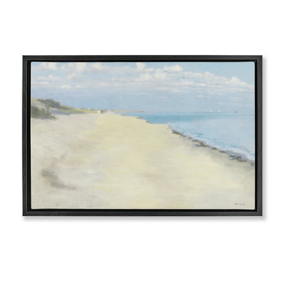Stupell Industries Solemn Beach Tide Landscape & Nature Painting Black Floater Framed Canvas Art Print Wall Art, 25 x 17