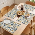 thumbnail image 5 of Spring Floral Placemats Set of 6, Watercolor Vintage Yellow Blue Flower Blue Grey Leaf Linen Texture Non-Slip Place Mats Washable Table Mats for Kitchen Dining Table Decorations Indoor/Outdoor, 5 of 9