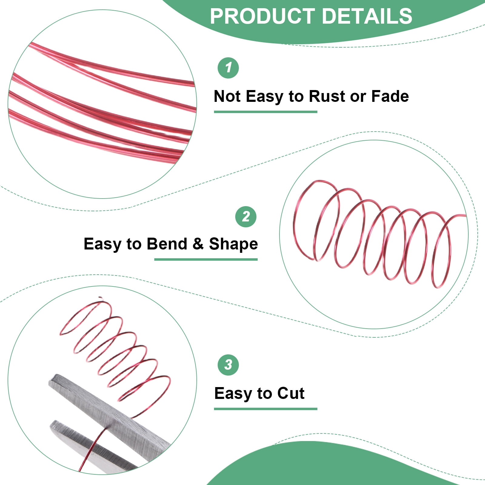 Uxcell 2 Rolls 0.4mm Jewelry Wire 26 Gauge 328FT Copper Beading Wire Jewelry Making Planting Weaving DIY 100M Red