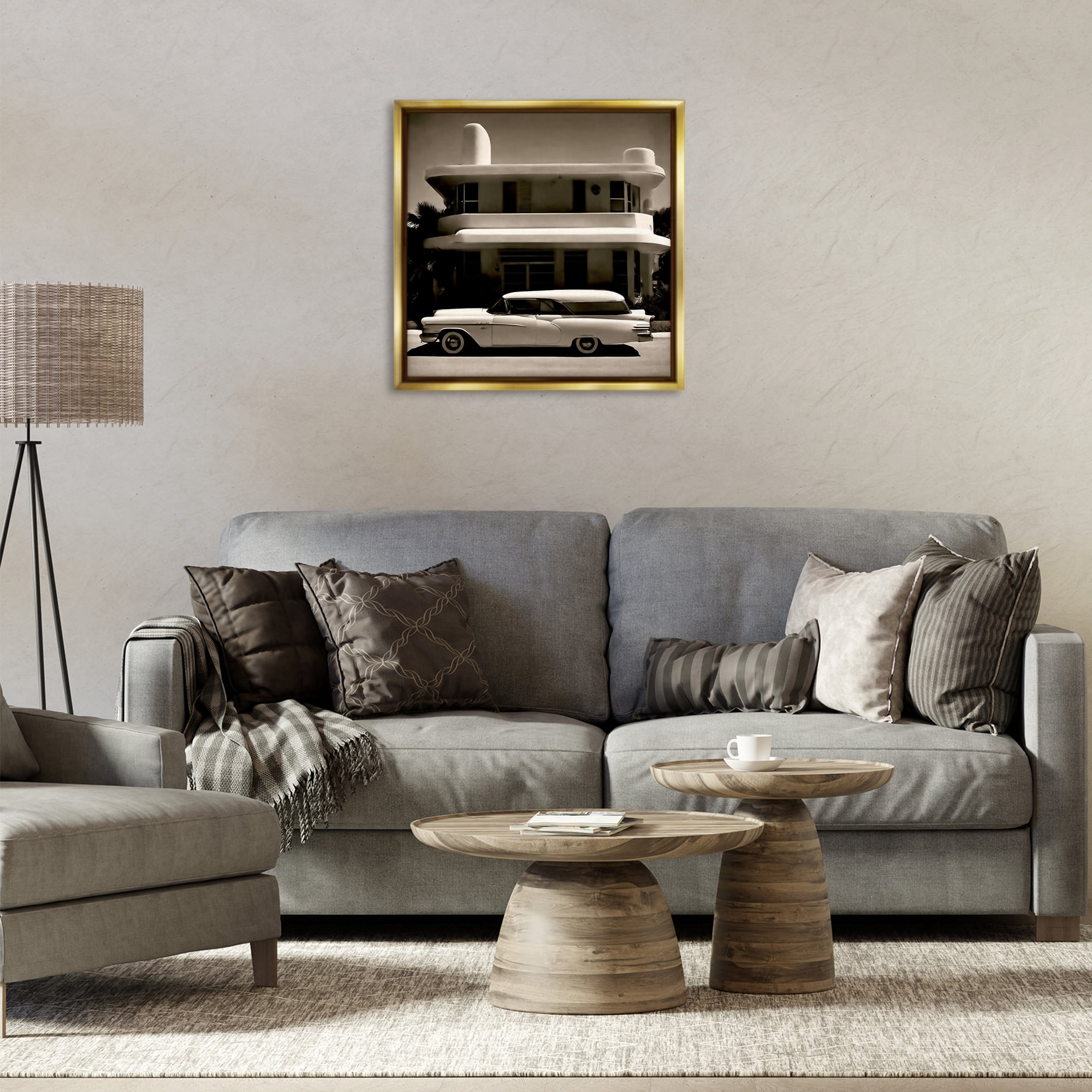 Stupell Industries Sleek Classic Car Transportation Painting Gold Floater Framed Canvas Art Print Wall Art, 25 x 25