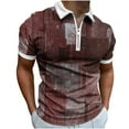 thumbnail image 1 of Funicet Hauts pour Femmes Manches 3/4, T-Shirts pour Femmes, T-Shirts à Manches Courtes Zippés pour Hommes, T-Shirt Imprimé à Col Rabattu, Haut Ample, T-Shirts pour Hommes en Coton, 1 of 5