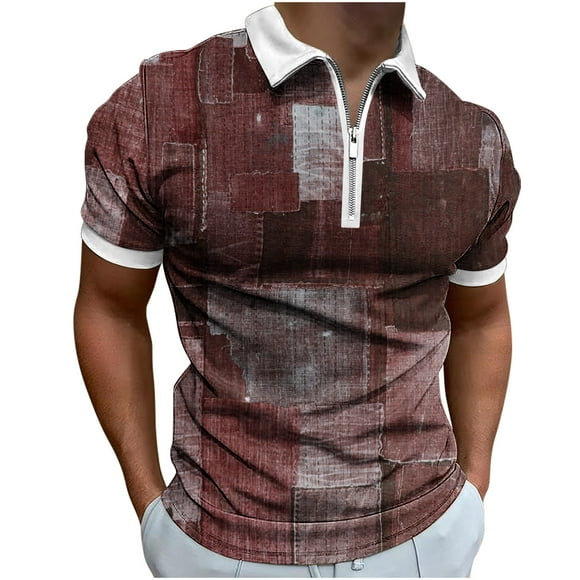 Funicet Womens Tops 3/4 Sleeve,T-Shirts for Women,Mens Zippered Short Sleeved Lapel Printed T-Shirt Loose Top,T-Shirts for Men Cotton