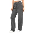 thumbnail image 6 of Nestiefly Women's Wide Leg Sweatpants Y2K Elastic Low Rise Drawstring Sweat Pants Trendy Casual Lounge Baggy Pants with Pockets Dark Gray L, 6 of 8