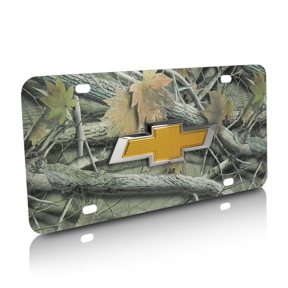 Chevrolet Gold 3D Logo Camouflage Stainless Steel License Plate