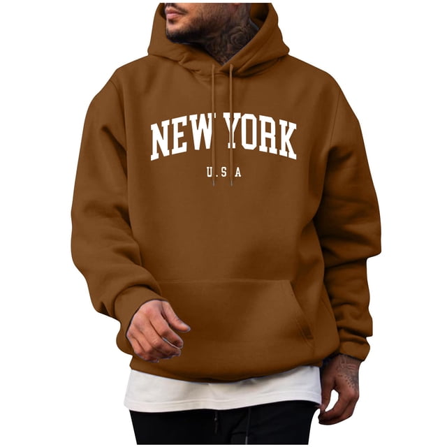 Sudadera con capucha para hombre, informal, a la moda, de color liso, de manga larga, con bolsillo, de poliéster