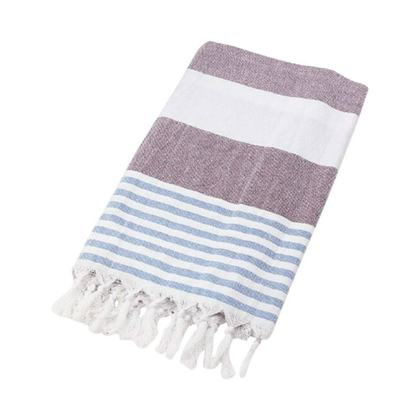 Hot6sl Ofertas de La Semana Toalla de Baño de Algodon Absorbente Gran Tamaño, Estilo Europeo y Punto, con Flecos y Rayas, Color Arena Turco