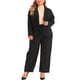 thumbnail image 1 of Conjunto de traje de dos piezas de talla grande para mujeres, chaqueta de oficina y pantalones, 1X negro, 1 of 6