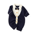 thumbnail image 3 of ZAXARRA Combinaison Bébé Garçon Épissage Couleur Revers Manches Longues Tricotés Rompers, 3 of 9