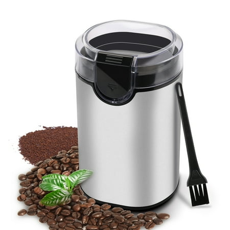 Grinder Seed Morpilot Coffee Grinder Electric Spice Grinder, Morpiot Stainless Steel Blades Grinder for Coffee Bean Seed Nut Spice Herb Pepper, Transparent Lid ,and Cleaning Brush , Silver ()