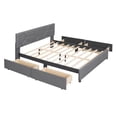 thumbnail image 4 of BTMWAY Queen Bed Frame with Storage, Linen Fabric Upholstered Platform Bed with Brick Pattern Headboard and 4 Drawers, No Box Spring Needed, Queen Size Bed Frame for Teens Adults, Holds 500lbs, Gray, 4 of 9