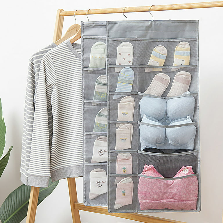 iOPQO Closet Organizers And Storage Home Essentials Underwear Hanging  Organizer Double Side Sock Storage Bag Wall Mounted Wardrobe Home Textile