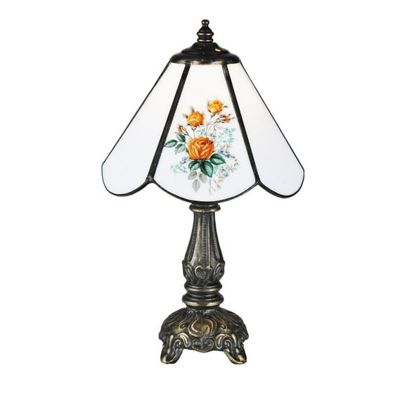 Meyda Lighting 11.5'H Rose Bouquet Mini Lamp, Ca Raindrop - 107812