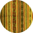 thumbnail image 1 of Ahgly Company Machine Washable Indoor Round Oriental Yellow Industrial Area Rugs, 3' Round, 1 of 4