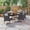 Teak/Multi Brown/Beige, variant on Noble House Wyatt 7 Piece Wooden Oval Patio Dining Set in Gray