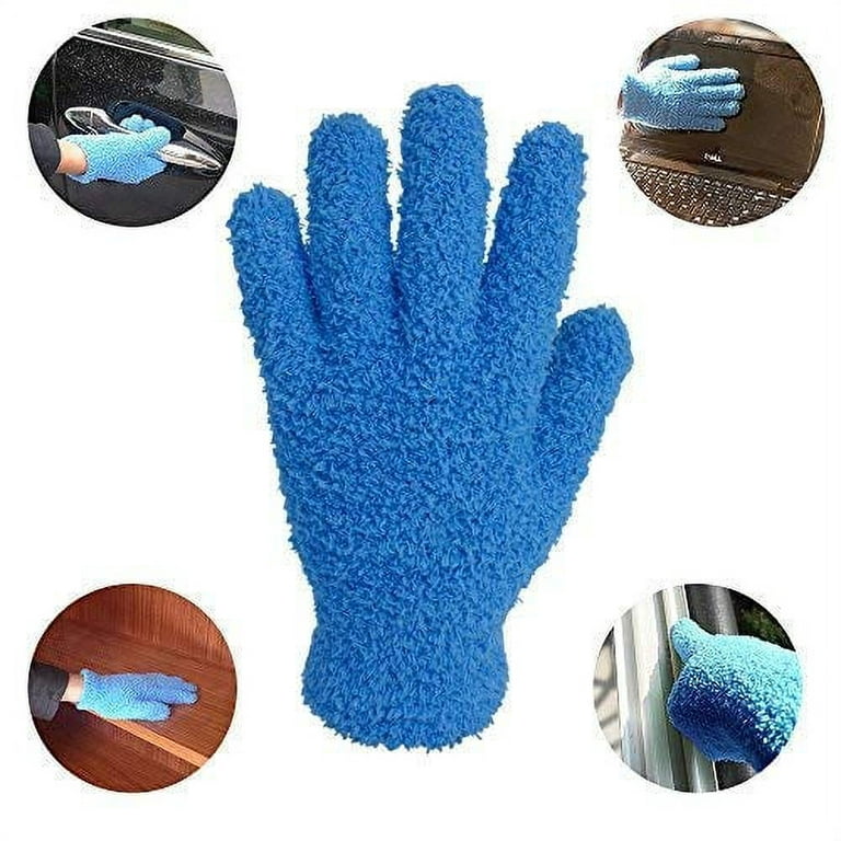 2 Pairs Microfiber Dusting Gloves Cleaning Gloves , Dust Gloves