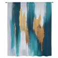 thumbnail image 2 of Abstract Teal Gold Sheer Curtains 45 Inches Long, Green White Wall Art Textured Light Filering Curtains, Breathable Simi Curtain Privacy Drapes for Kitchen Bathroom Lightweight Small Window Treatment, 2 of 9