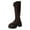 Brown, variant on Rokment Women's Platform Knee High Boots with Front Zipper Winter Fall Fashion Leather Chunky Heels Motorcycle Riding Tall Boots Black Size 6.5