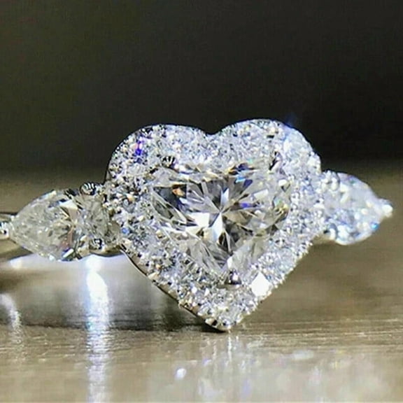 praposal ring heart cut 1.5 ct diamond womens 14k white gold plated