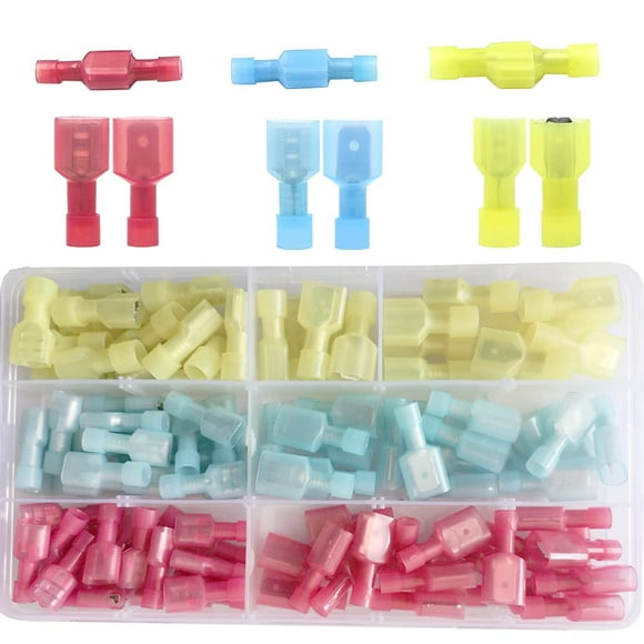Ruidee 110PCS Nylon Spade Connector 22-16 16-14 12-10 AWG Insulated Male/Female Spade Terminal Quick Disconnect Electrical Wire Connectors Automotive Marine Crimp Terminal Connectors(SNSZ