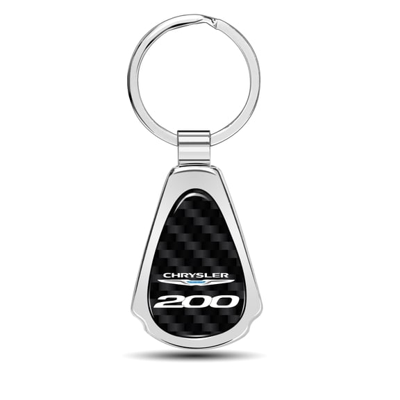 Chrysler 200 Real Black Carbon Fiber Chrome Metal Teardrop Key Chain Key-ring