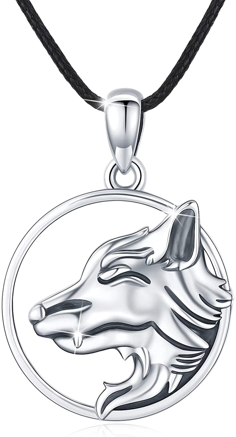 silver wolf necklace
