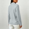 thumbnail image 5 of Womens Polo Shirts Long Sleeve Collared Button Vintage Cute Fall Tops Gray L, 5 of 6