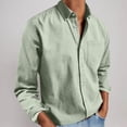 thumbnail image 2 of Admvng Mens Tops Big & Tall Solid Long Sleeve Button Down Collared Chest Pocket Soft Lightweight Casual Work Daily Shirts, 2 of 6
