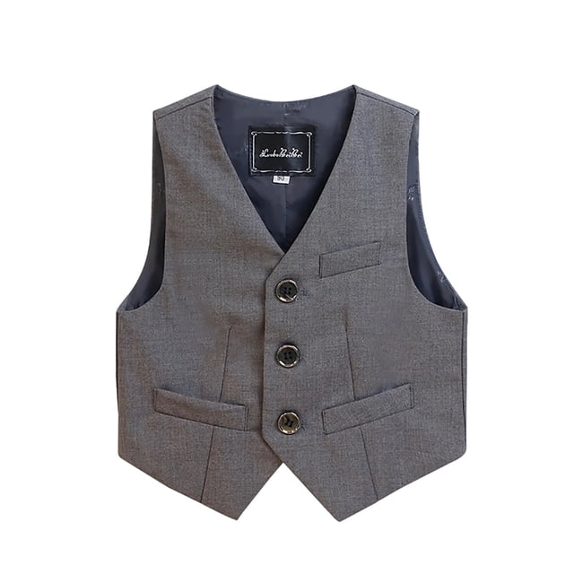 Odeerbi Chaqueta de Traje de Niños Con Cuello En V Chaqueta de Botón Con 3 Bolsillos Forrados Vestido Formal Para La Fiesta de Boda
