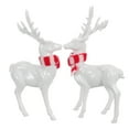 thumbnail image 3 of LOLIPPYY 2pcs Acrylic Christmas Reindeer Sculpture Elk Figurines with Scarf Tabletop Deer Statues Centerpiece for Holiday Mini Mantle Table Ornaments, 3 of 7