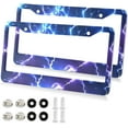 thumbnail image 2 of Coolnut Blue Lightning 2 Holes Car License Plate Frames 2PCS, Car License Plate Holder with Screw Caps Cover Set Automotive Exterior Parts Decoration for US Vehicles, 2 of 7