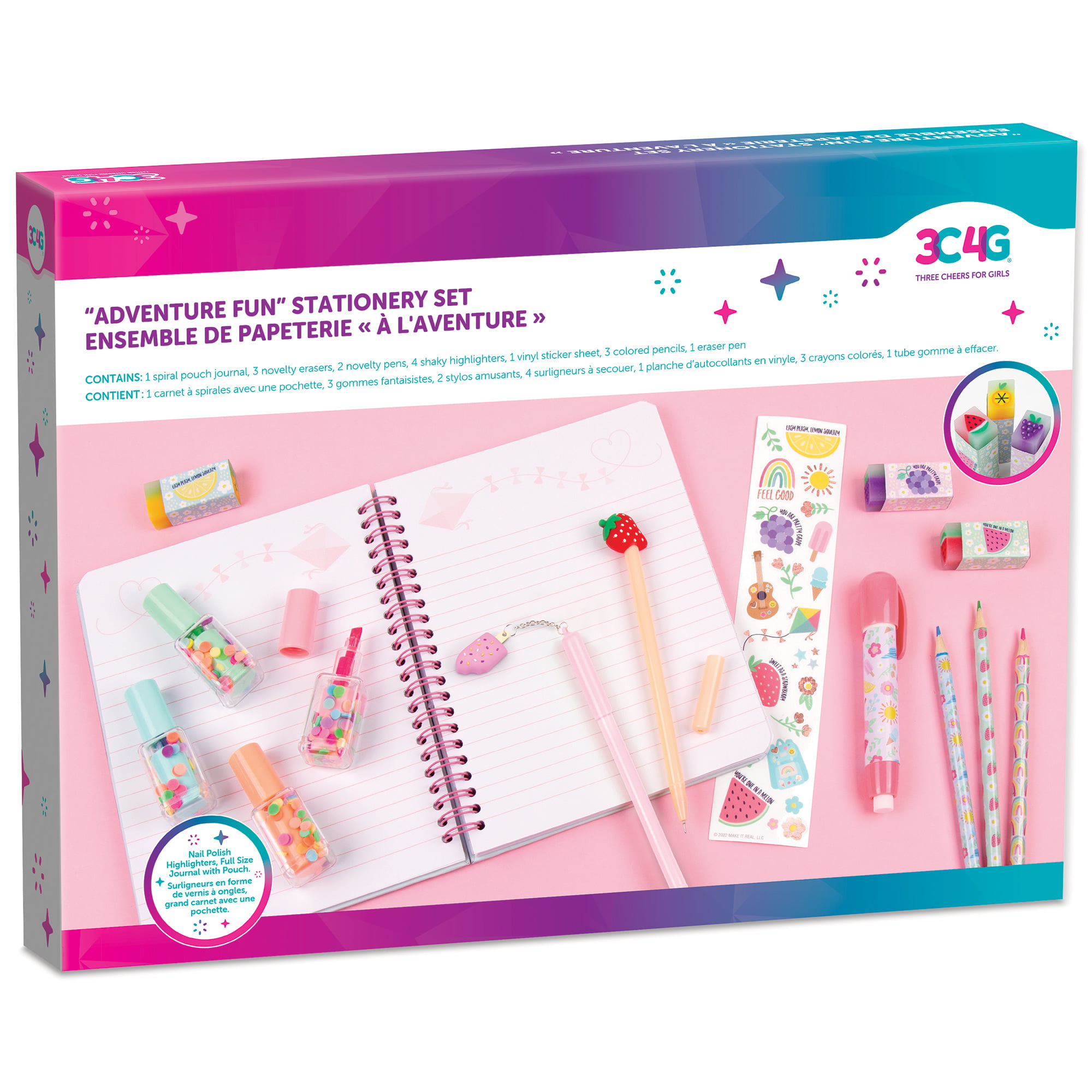  3C4G THREE CHEERS FOR GIRLS Graffiti Street Style Jumbo  Stationery Set - DIY Journaling Kit for Girls with Diary, Gel Pens, Puzzle  Erasers, Stickers & More - Kids Journal for Girls