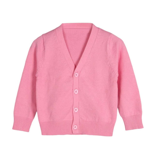 Kids Girls Cardigan Long Sleeve Kid Button Sweater Girl Crew Neck Cardigans Sweater